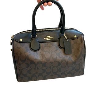 NWT Coach Bennett Satchel Brown Signature Monogram Canvas